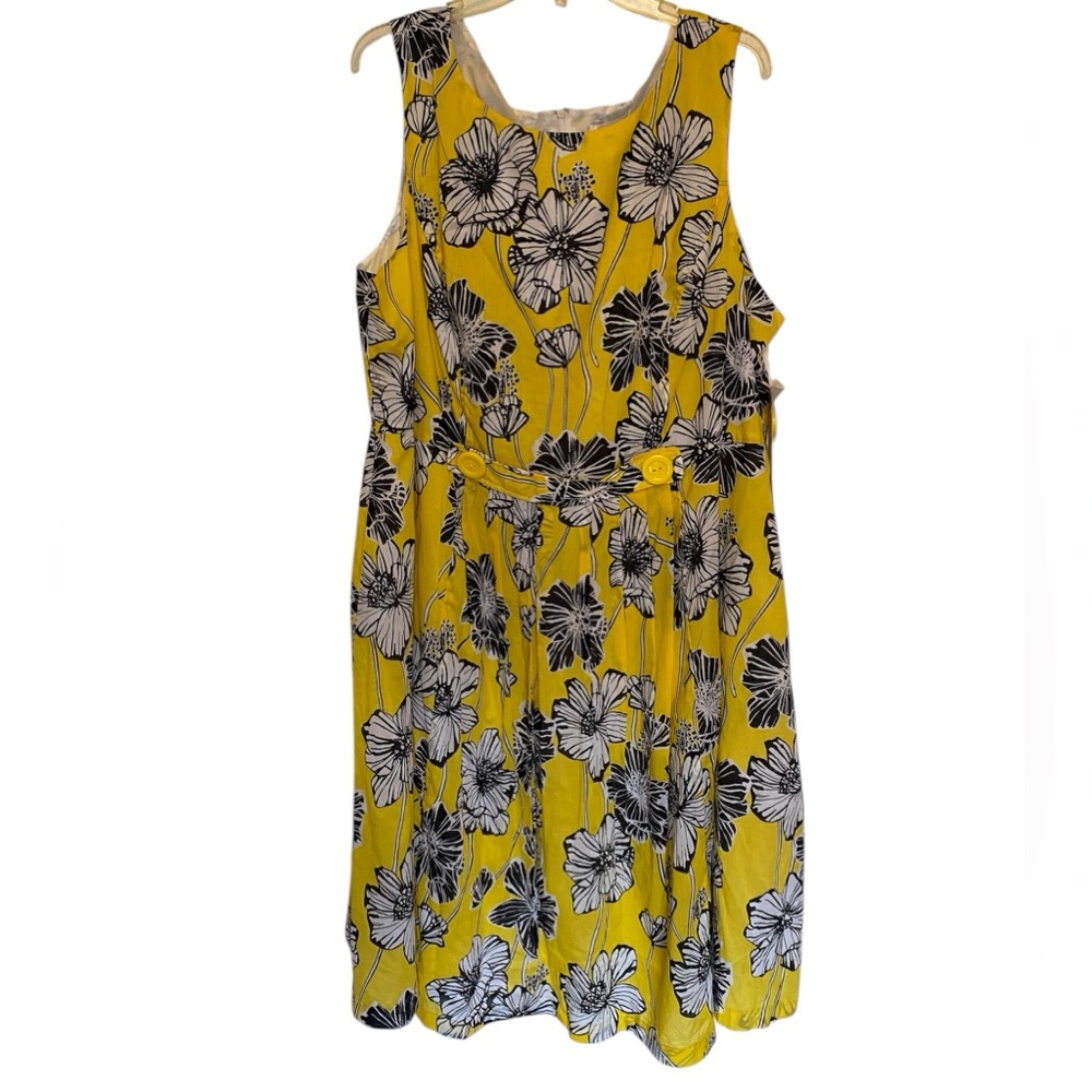 NWT Robbie Bee Woman's Yellow Floral Dress - 22W